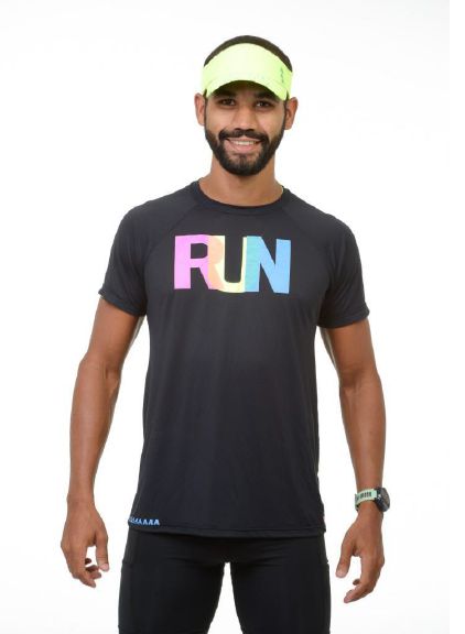 Camiseta Masculina Run Colors Preta  – Fast Pace