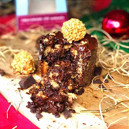 Mini Chocotone Fit com gotas de Chocolate Belga e recheio de "Nutella"(Low Carb, Sem Açúcar) – 190g