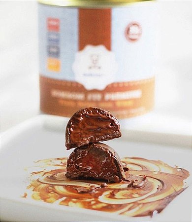 Bombom Fit Chocolate Meio Amargo (54%) com recheio de Trufa Belga com Whey 160g (lata com 8 unidades)