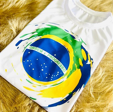 CAMISETA ORDEM E PROGRESSO - FEMININA - MATERIAL POLIESTER