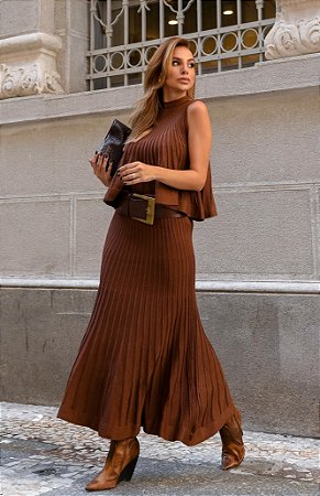 Conjunto Boho Plissado Mocha | Tam. U