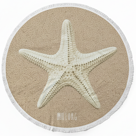 Kit Estrela do Mar Off White - Canga Redonda + Beach Pillow