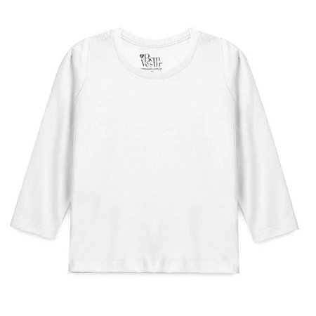 Roupa De Bebê Menino Camiseta Manga Longa Meia Malha Branca