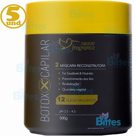 5 Máscara Reconstrutora B.Tox Suave Fragrance Cosméticos Atacado