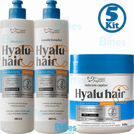 5 Kit Ácido Hialurônico Suave Fragrance Hyalu Hair Reconstrução Atacado