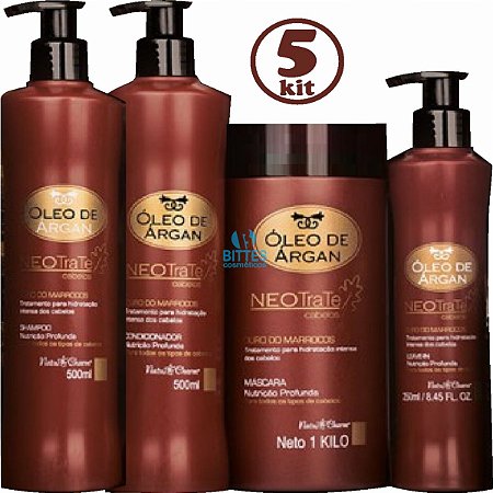 5 Kit Óleo de Argan Natu Charm Hidratação Intensa Atacado