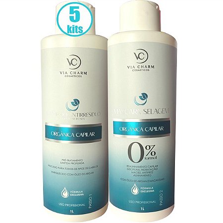 5 Kit Selagem Orgânica Via Charm Alinhamento Capilar Atacado