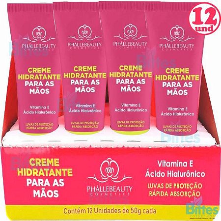 12 Creme Mãos Phállebeauty Cosméticos com Ácido Hialurônico Atacado