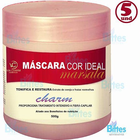 5 Máscara Marsala Via Charm Cosméticos Cobre Fios Grisalhos Atacado