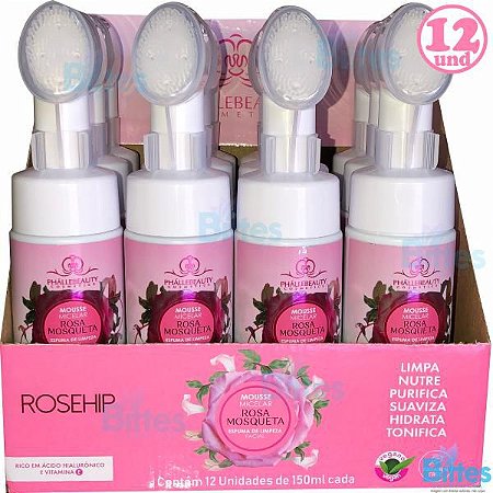12 Mousse de Limpeza Phállebeauty Cosméticos Rosa Mosqueta Atacado