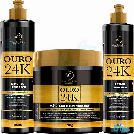 Kit Ouro 24k V.C Cosméticos Efeito Espelhado no Cabelo