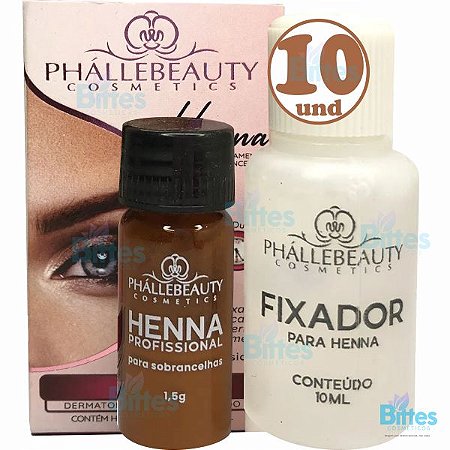 10 HENNA PARA SOBRANCELHAS LOIRO ESCURO PHÁLLEBEAUTY COSMÉTICS PROFISSIONAL REVENDA