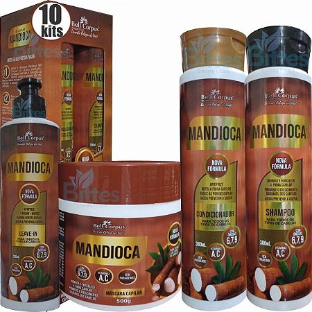 10 KIT MANDIOCA BELL CORPUS COSMÉTICOS HIDRATAÇÃO E FORTALECIMENTO ATACADO