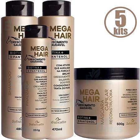 5 KIT MEGA HAIR SOFISTICATTO COSMÉTICOS CRESCIMENTO SAUDÁVEL ATACADO