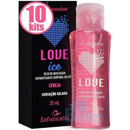 10 ÓLEO PARA MASSAGEM CEREJA SOFISTICATTO  COSMÉTICOS LOVE ICE ATACADO