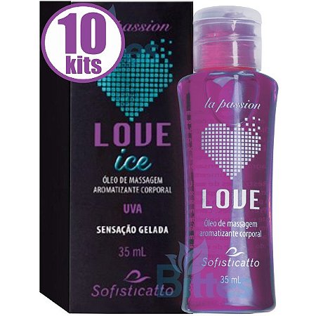 10 ÓLEO PARA MASSAGEM UVA LOVE ICE SOFISTICATTO COSMÉTICOS SEXSHOP ATACADO