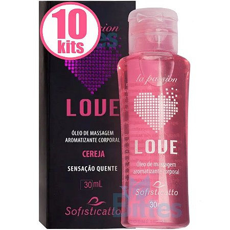 10 ÓLEO PARA MASSAGEM CEREJA SOFISTICATTO COSMÉTICOS LOVE 30 ML ATACADO