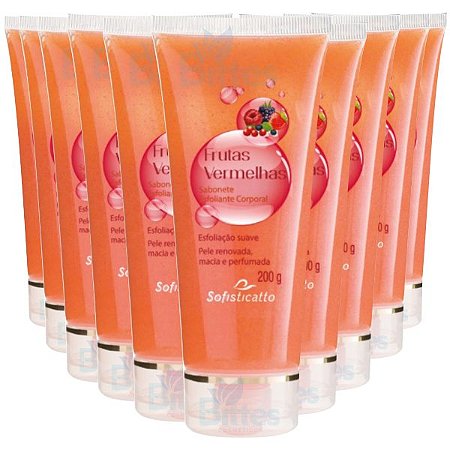 10 SABONETE ESFOLIANTE FRUTAS VERMELHAS SOFISTICATTO COSMÉTICOS CORPORAL ATACADO