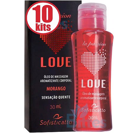 10 ÓLEO DE MASSAGEM MORANGO SOFISTICATTO COSMÉTICOS LOVE 30 ML ATACADO