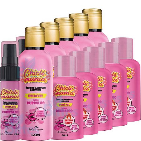 5 KIT BUBBALOO CHICLÉ MANIA SOFISTICATTO COSMÉTICOS  CORPORAL SEXSHOP ATACADO