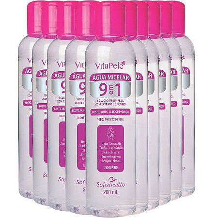 10 ÁGUA MICELAR VITA PELE SOFISTICATTO COSMÉTICOS 9 EM 1 PARA TODOS OS TIPOS DE PELE ATACADO