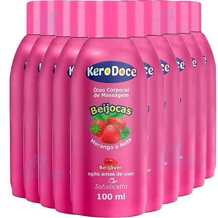 10 ÓLEO PARA MASSAGEM CORPORAL BEIJOCAS SOFISTICATTO COSMÉTICOS MORANGO SEXSHOP ATACADO