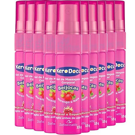 10 GEL PARA MASSAGEM BEIJOCAS SOFISTICATTO COSMÉTICOS MORANGO SEXSHOP ATACADO