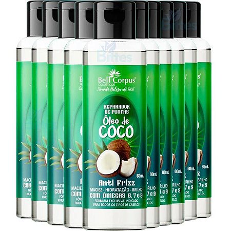 10  REPARADOR DE PONTAS ÓLEO DE COCO BELL CORPUS COSMÉTICOS ANTI FRIZZ ATACADO