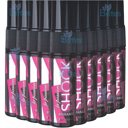 10 ÓLEO CORPORAL SPRAY SHOCK MORANGO SOFISTICATTO BEIJÁVEL SEXSHOP ATACADO