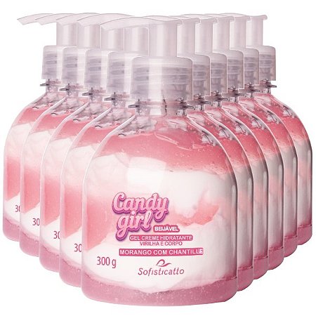 10 GEL AROMATIZANTE DE VIRILHA CANDY GIRL MORANGO SOFISTICATTO BEIJÁVEL ATACADO
