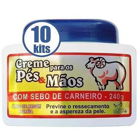 10 CREME PARA OS PÉS E MÃOS SAN JULLY COM SEBO DE CARNEIRO ATACADO