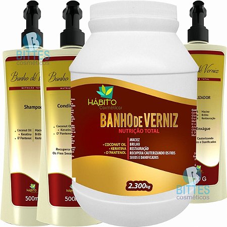 Kit Banho De Verniz Hábito Cosméticos D´Pantenol Maciez e Brilho