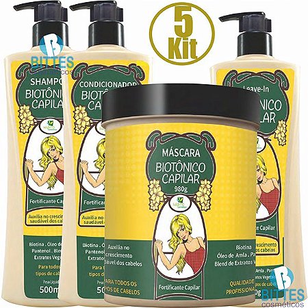 5 Kit Biotônico Hábito Cosméticos Capilar Hidrata e Cresce Atacado