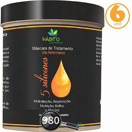 6 Máscara de Tratamento 5 Silicones Hábito Cosméticos Atacado