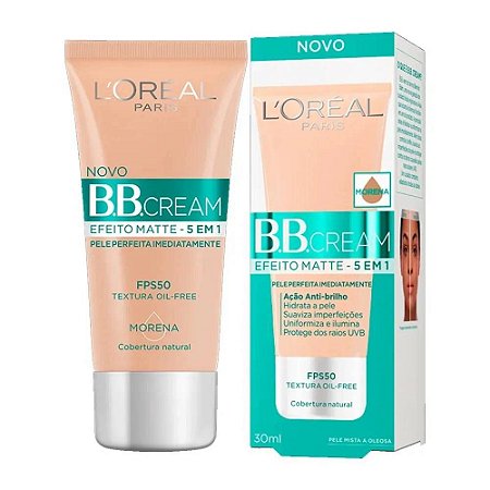 Base Facial BB Cream L'oreal Efeito Matte 5 em 1 Morena FPS50 com 30ml