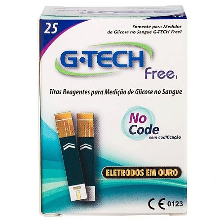 Tiras para Medição de Glicose para Aparelho Free G-Tech c/ 25 unidades (VALIDADE OUTUBRO 2022)
