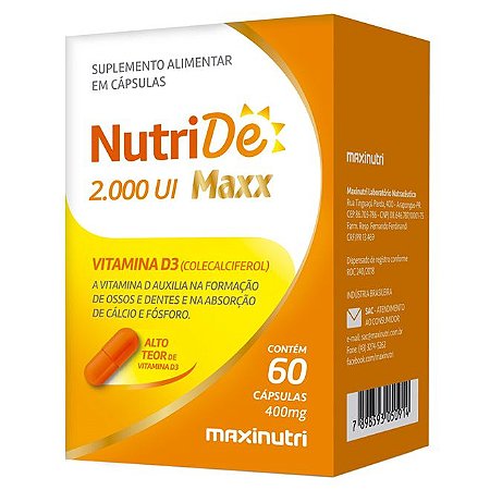 NutriDê Maxx 2.000UI 60 Cápsulas Maxinutri