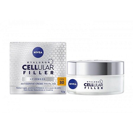 Creme Facial Hyaluron Antissinais Cellular Filler Nivea 30FPS com 50ml