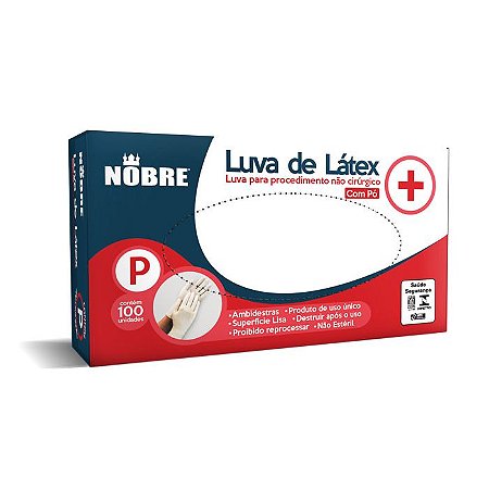 Luva descartável Latex Branco com pó Med CX100 Nobre CA 39556