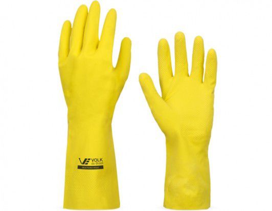 Luva reuso Latex Amarelo forro/algodão Slim Volk CA 38310