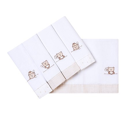 Fralda Soft Bordada c/ Bainha 5unid. 74x70cm 4927 - Papi