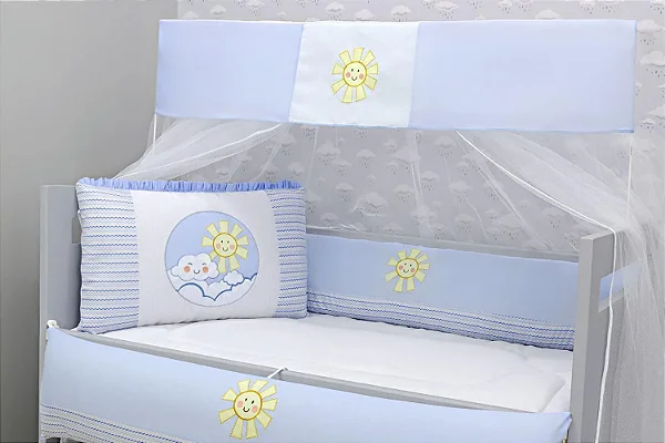 Kit Berço 10 Pçs Sonho Solzinho 100% Alg. Azul 10078360 - Balu Baby