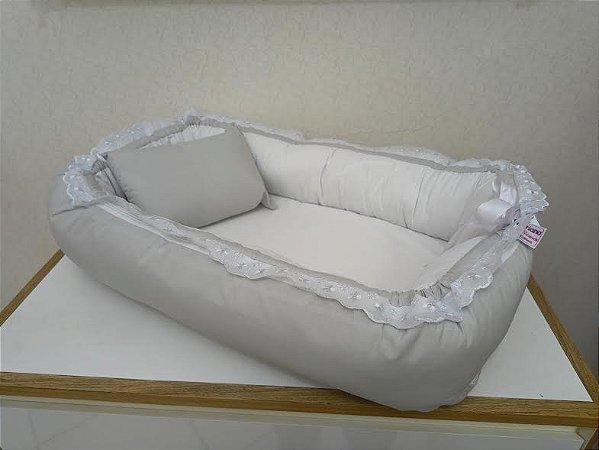 Ninho Redutor Premium 12-N Com Almofada Fundo Branco - Mariana Baby Cinza
