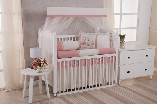 Kit Berço Luxo Linho Nany 2038 100% Alg. 9 Pçs - Mariana baby