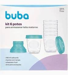 Potes Para Armazenar Leite Materno Kit 6 Potes 18810 - Buba