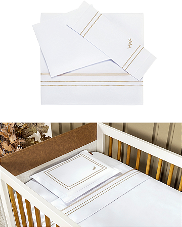 Jogo de Lençol de Berço Sublime 3 Pçs 100% Alg. E24147 - Batistela Perola