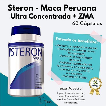 Steron - Maca Peruana Ultra Concentrada + ZMA - D’poan - 60 Cápsulas