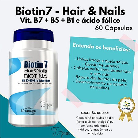 Biotin7 Hair & Nails - D’poan - 60 Cápsulas