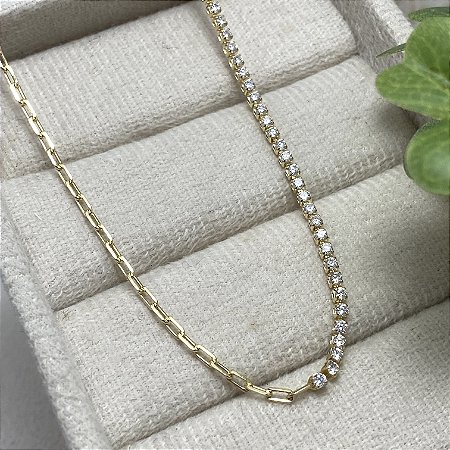 Colar meia riviera semijoia ouro