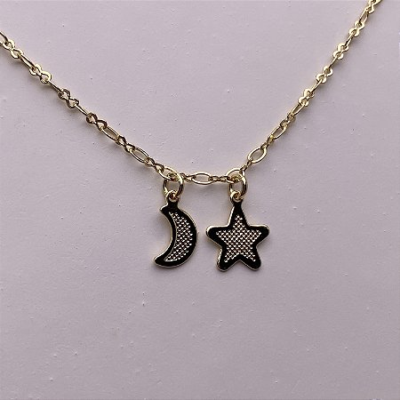 Tornozeleira Lua e Estrela Semijoia Ouro